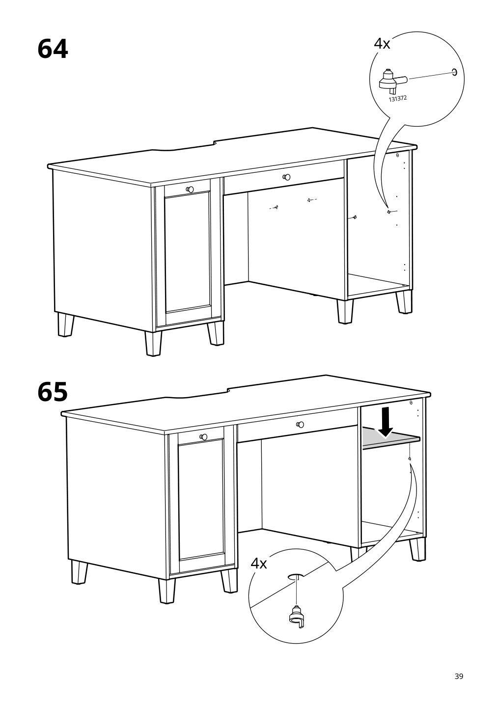 Assembly instructions for IKEA Idanaes desk white | Page 39 - IKEA IDANÄS desk 105.141.55