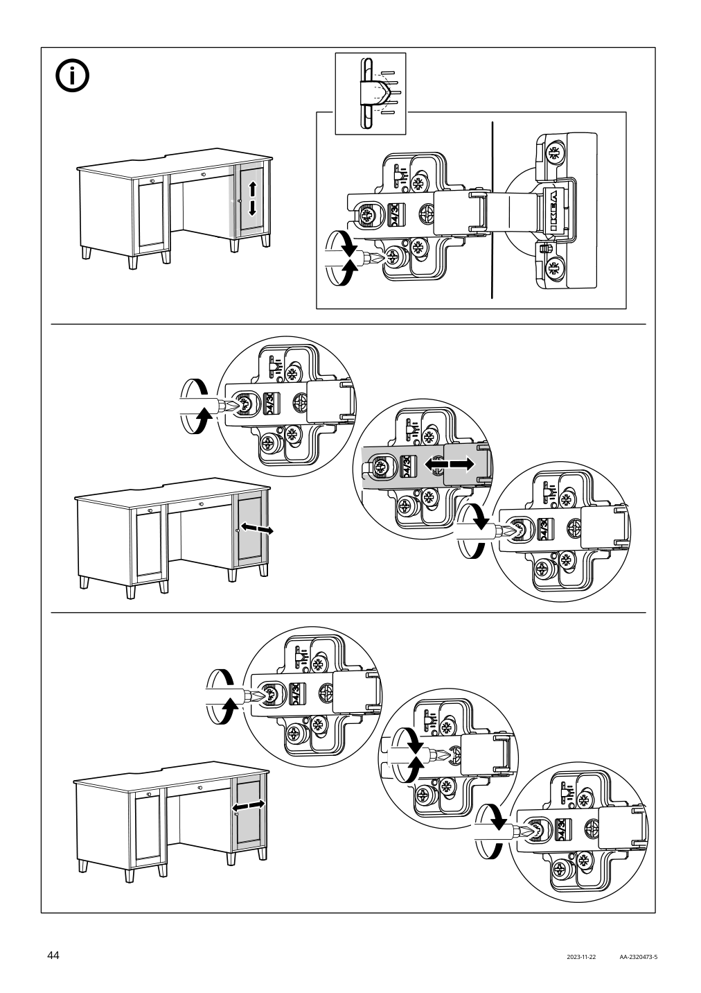 Assembly instructions for IKEA Idanaes desk white | Page 44 - IKEA IDANÄS desk 105.141.55