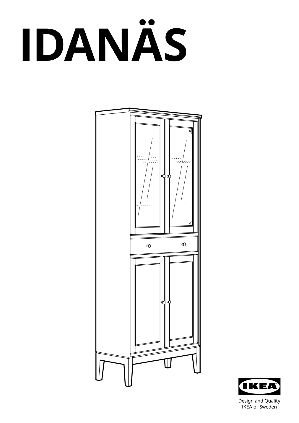 Assembly instructions for IKEA Idanaes high cabinet w gls drs and 1 drawer dark brown stained | Page 1 - IKEA IDANÄS high cabinet w gls-drs and 1 drawer 704.878.37