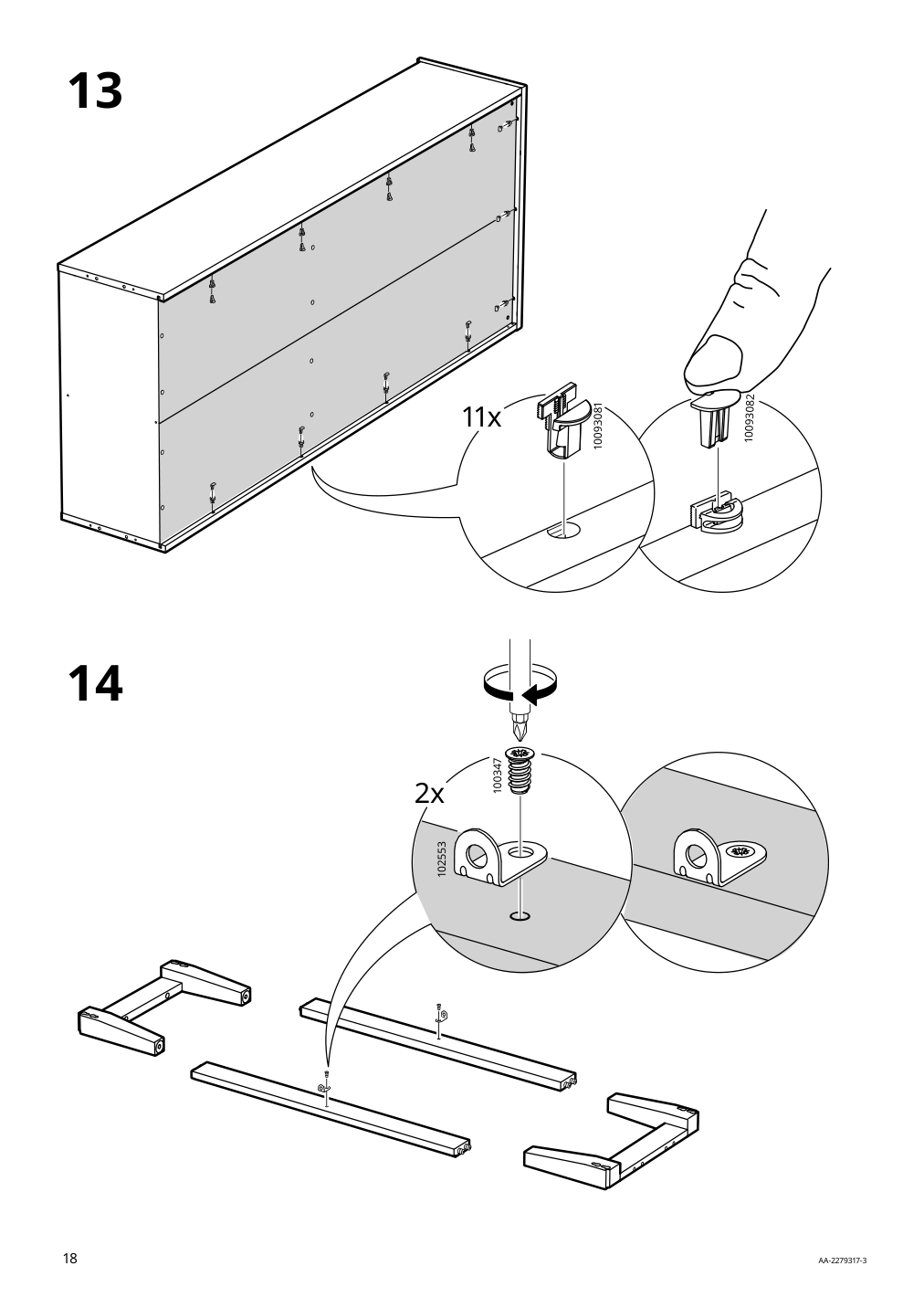 Assembly instructions for IKEA Idanaes high cabinet w gls drs and 1 drawer dark brown stained | Page 18 - IKEA IDANÄS TV storage combination 994.373.33