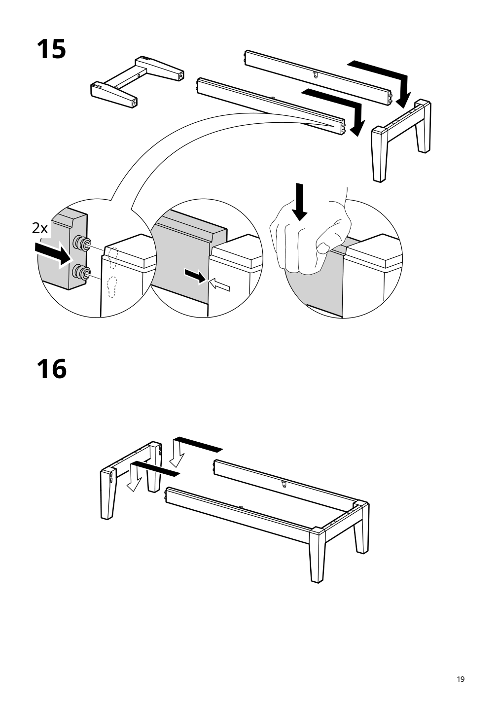 Assembly instructions for IKEA Idanaes high cabinet w gls drs and 1 drawer dark brown stained | Page 19 - IKEA IDANÄS high cabinet w gls-drs and 1 drawer 704.878.37