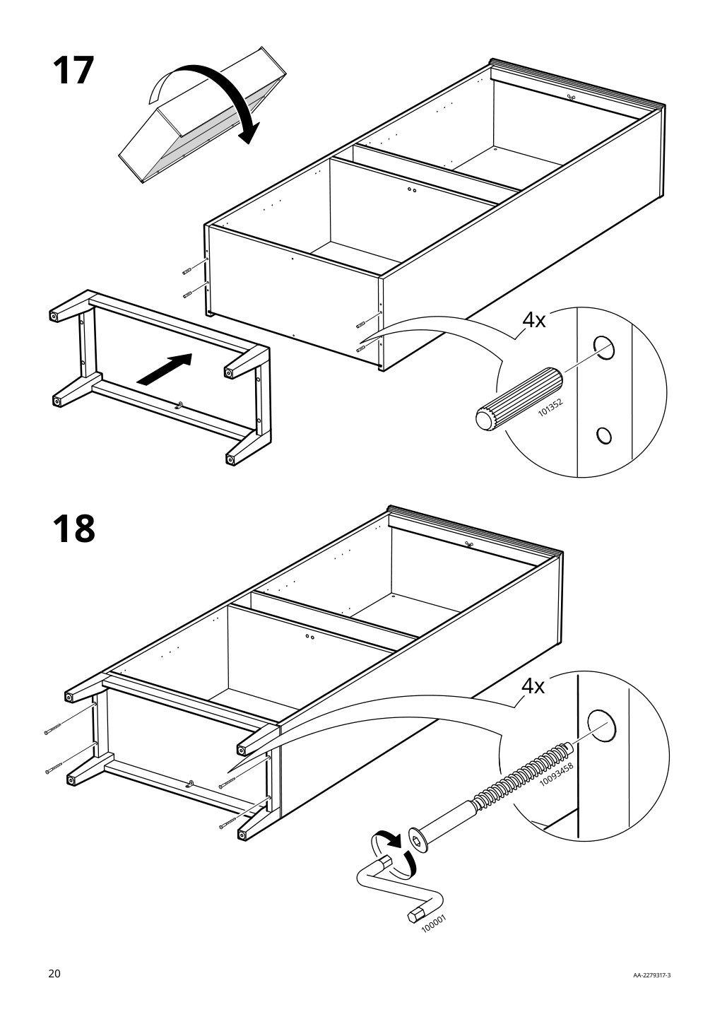 Assembly instructions for IKEA Idanaes high cabinet w gls drs and 1 drawer dark brown stained | Page 20 - IKEA IDANÄS TV storage combination 994.373.33