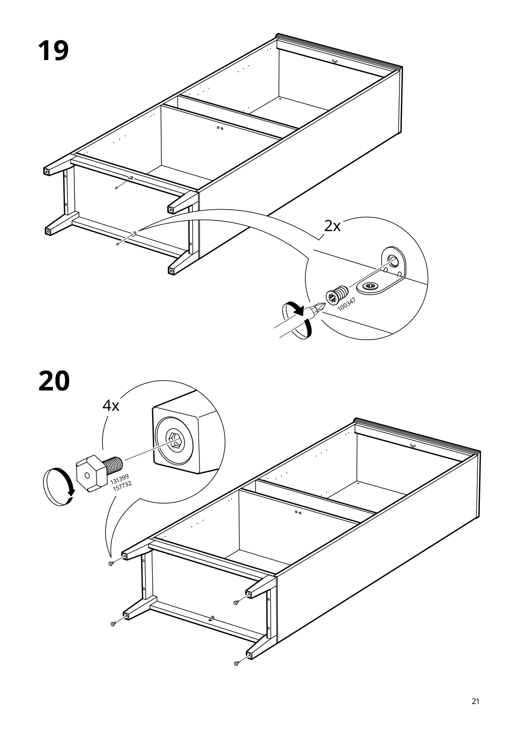 Assembly instructions for IKEA Idanaes high cabinet w gls drs and 1 drawer dark brown stained | Page 21 - IKEA IDANÄS high cabinet w gls-drs and 1 drawer 704.878.37