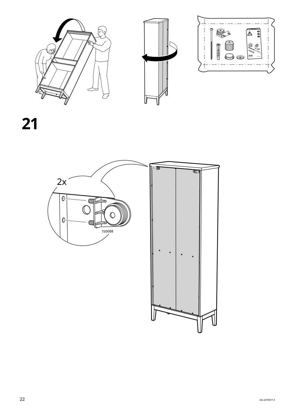 Assembly instructions for IKEA Idanaes high cabinet w gls drs and 1 drawer dark brown stained | Page 22 - IKEA IDANÄS high cabinet w gls-drs and 1 drawer 704.878.37