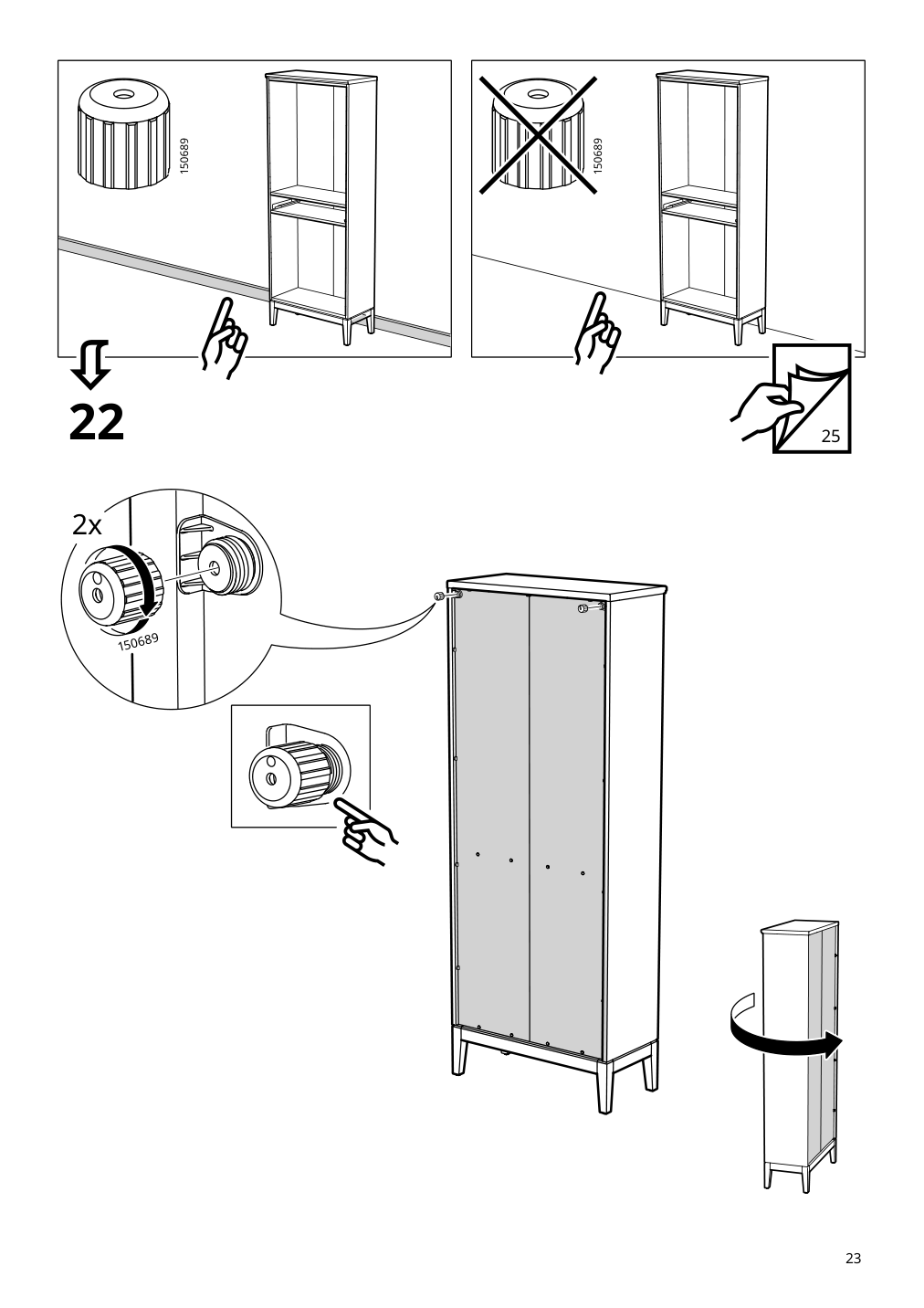 Assembly instructions for IKEA Idanaes high cabinet w gls drs and 1 drawer dark brown stained | Page 23 - IKEA IDANÄS high cabinet w gls-drs and 1 drawer 704.878.37