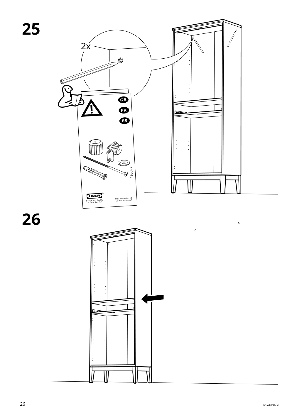 Assembly instructions for IKEA Idanaes high cabinet w gls drs and 1 drawer dark brown stained | Page 26 - IKEA IDANÄS high cabinet w gls-drs and 1 drawer 704.878.37