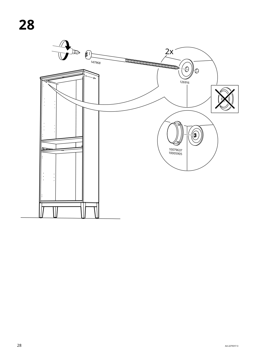 Assembly instructions for IKEA Idanaes high cabinet w gls drs and 1 drawer dark brown stained | Page 28 - IKEA IDANÄS high cabinet w gls-drs and 1 drawer 704.878.37