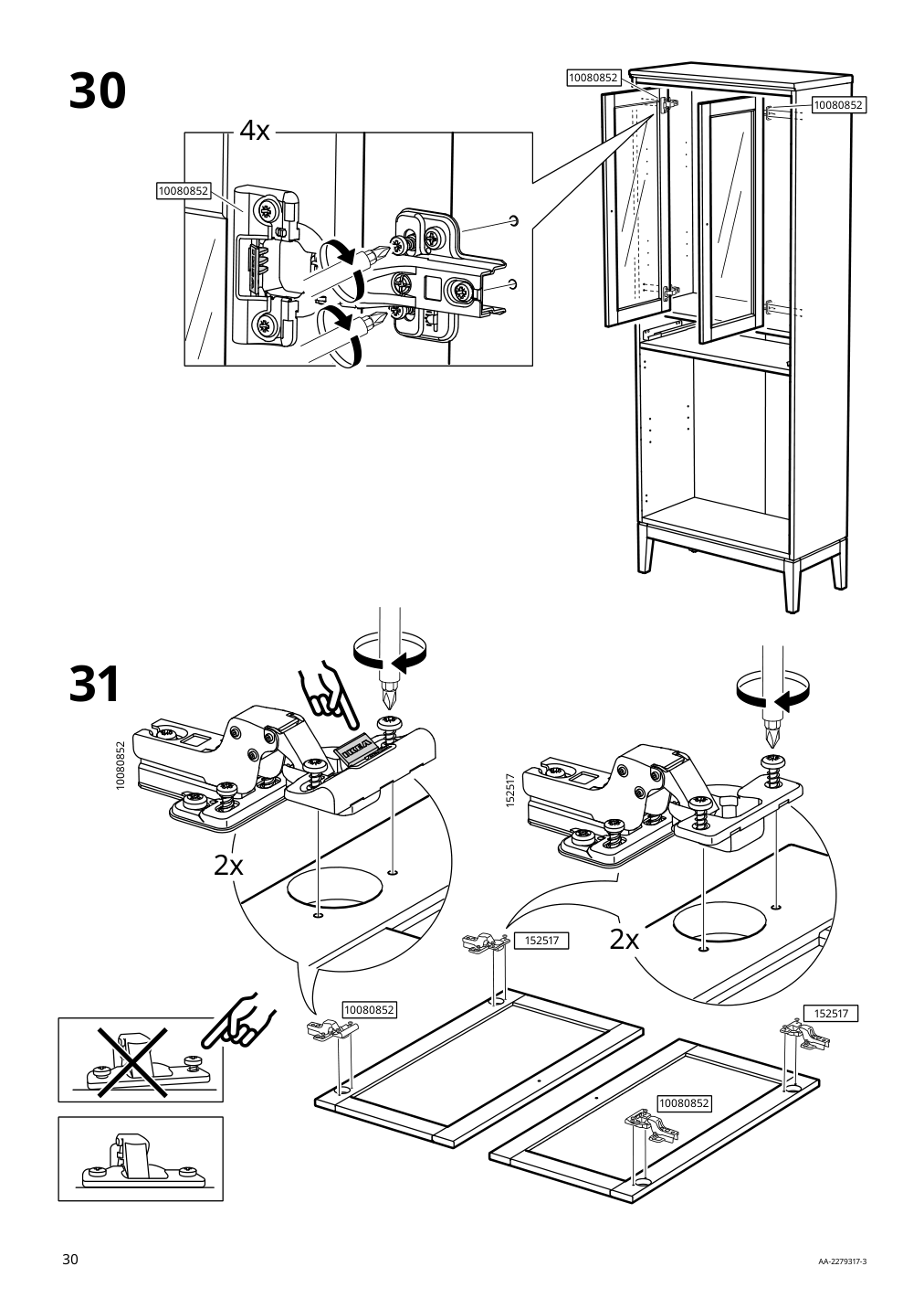 Assembly instructions for IKEA Idanaes high cabinet w gls drs and 1 drawer dark brown stained | Page 30 - IKEA IDANÄS high cabinet w gls-drs and 1 drawer 704.878.37