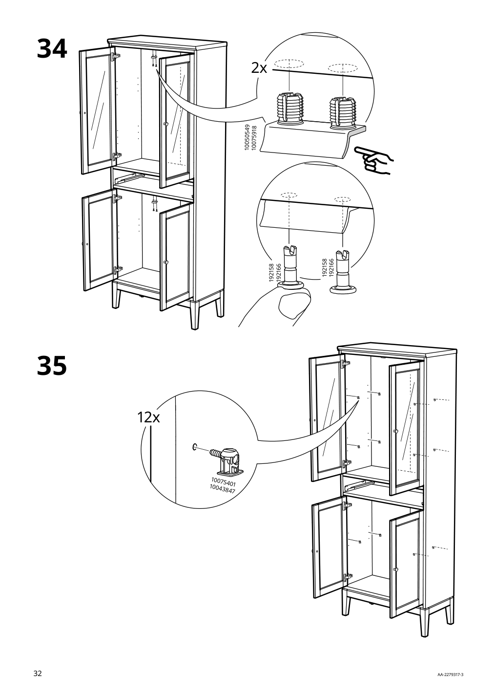 Assembly instructions for IKEA Idanaes high cabinet w gls drs and 1 drawer dark brown stained | Page 32 - IKEA IDANÄS high cabinet w gls-drs and 1 drawer 704.878.37