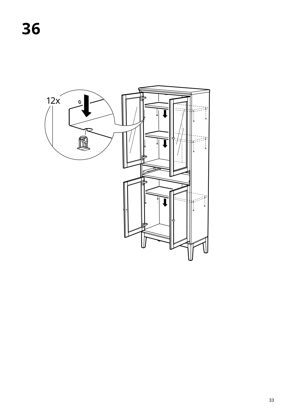 Assembly instructions for IKEA Idanaes high cabinet w gls drs and 1 drawer dark brown stained | Page 33 - IKEA IDANÄS high cabinet w gls-drs and 1 drawer 704.878.37