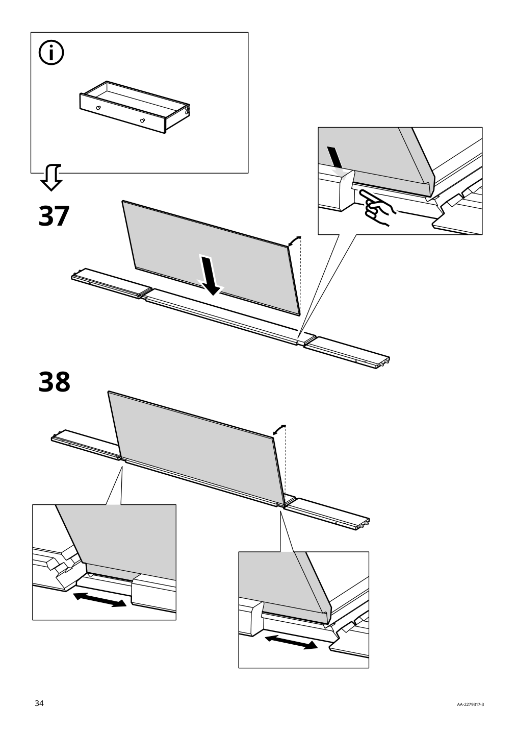 Assembly instructions for IKEA Idanaes high cabinet w gls drs and 1 drawer dark brown stained | Page 34 - IKEA IDANÄS TV storage combination 994.373.33