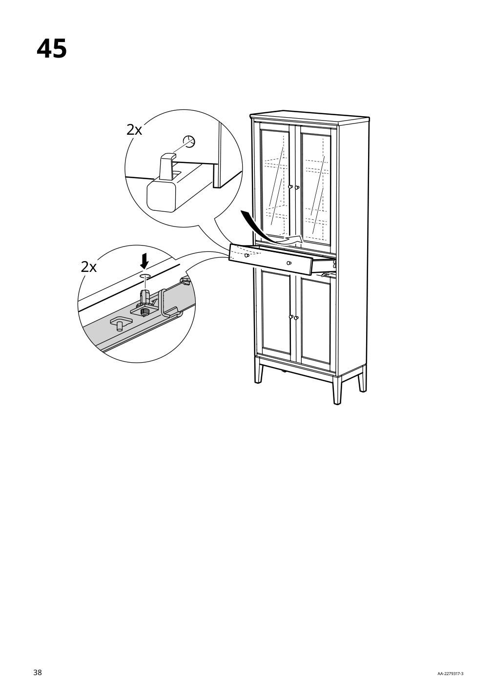 Assembly instructions for IKEA Idanaes high cabinet w gls drs and 1 drawer dark brown stained | Page 38 - IKEA IDANÄS high cabinet w gls-drs and 1 drawer 704.878.37