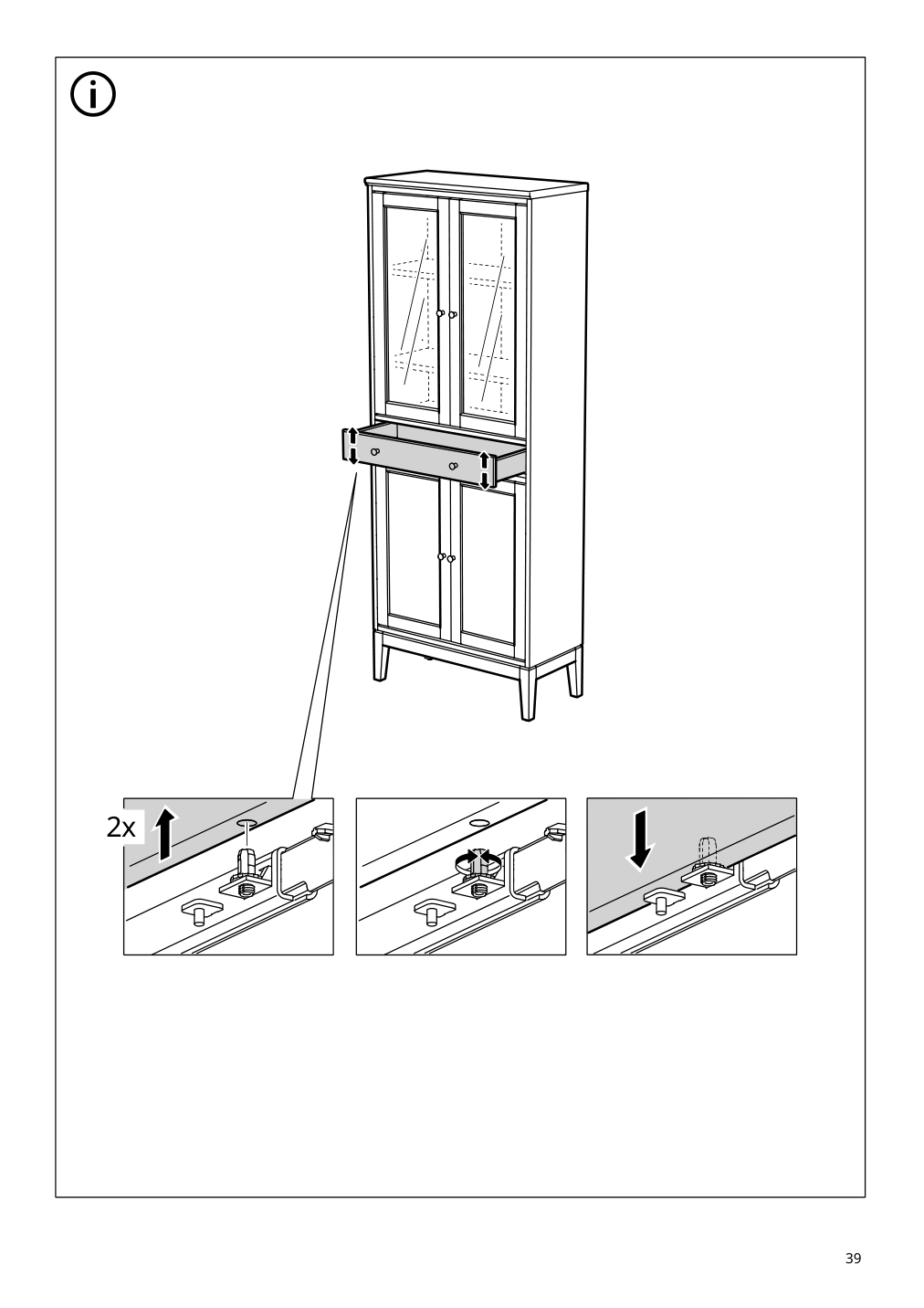 Assembly instructions for IKEA Idanaes high cabinet w gls drs and 1 drawer dark brown stained | Page 39 - IKEA IDANÄS TV storage combination 994.373.33