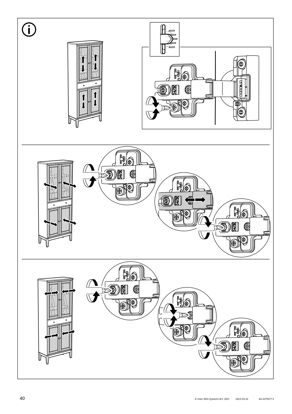 Assembly instructions for IKEA Idanaes high cabinet w gls drs and 1 drawer dark brown stained | Page 40 - IKEA IDANÄS high cabinet w gls-drs and 1 drawer 704.878.37