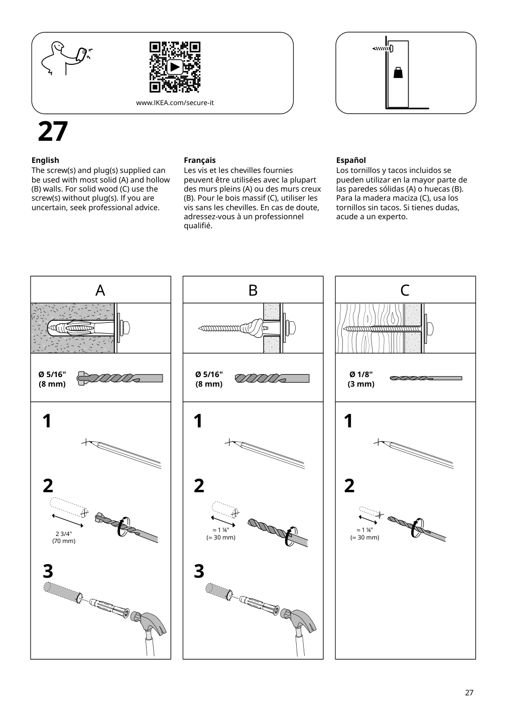 Assembly instructions for IKEA Idanaes high cabinet w gls drs and 1 drawer white | Page 27 - IKEA IDANÄS high cabinet w gls-drs and 1 drawer 104.878.40