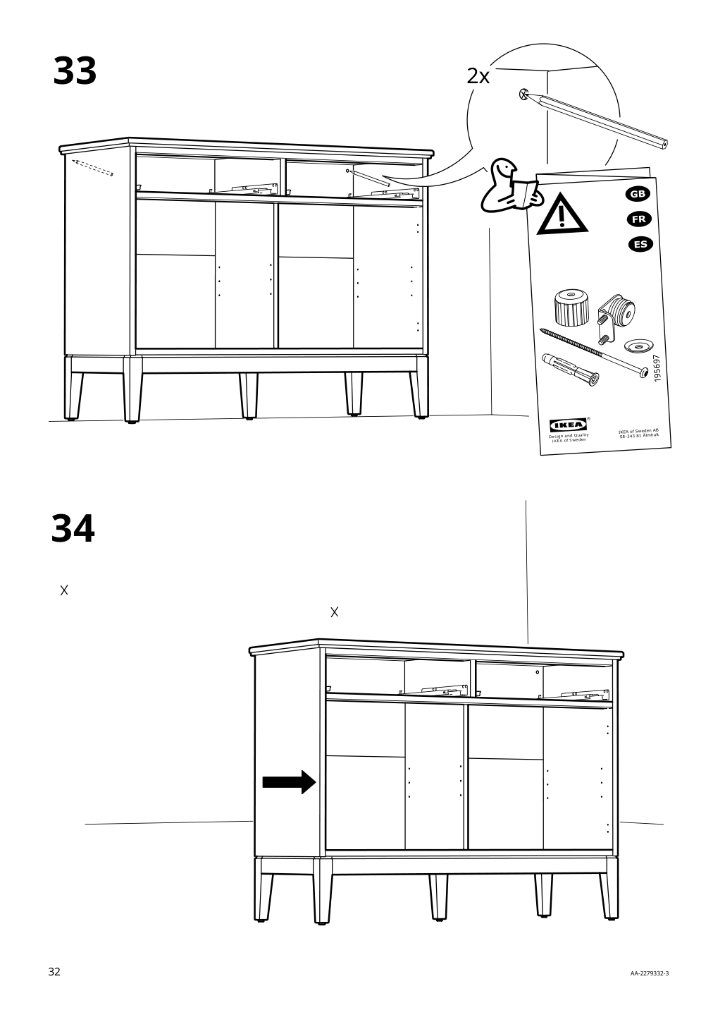 Assembly instructions for IKEA Idanaes sideboard white | Page 32 - IKEA IDANÄS sideboard 804.960.25