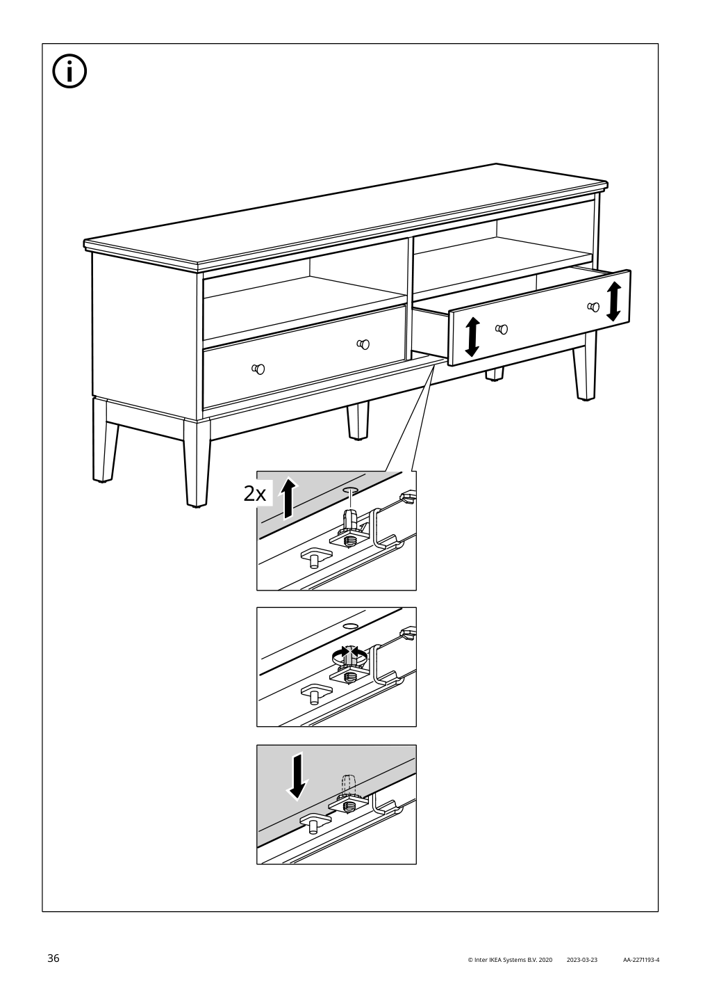 Assembly instructions for IKEA Idanaes tv unit white | Page 36 - IKEA IDANÄS TV storage combination 995.727.31