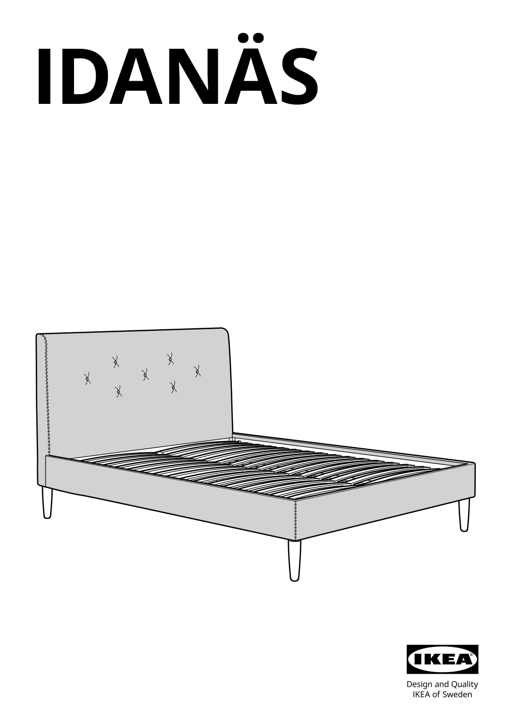 Assembly instructions for IKEA Idanaes upholstered bed frame gunnared dark gray | Page 1 - IKEA IDANÄS upholstered bed frame 204.589.41