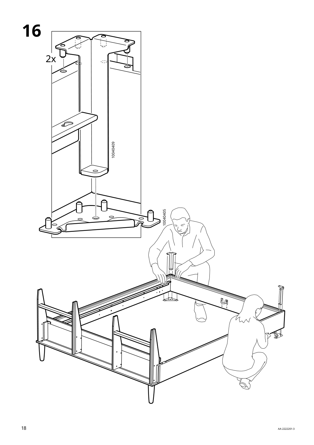 Assembly instructions for IKEA Idanaes upholstered bed frame gunnared dark gray | Page 18 - IKEA IDANÄS upholstered bed frame 904.589.47