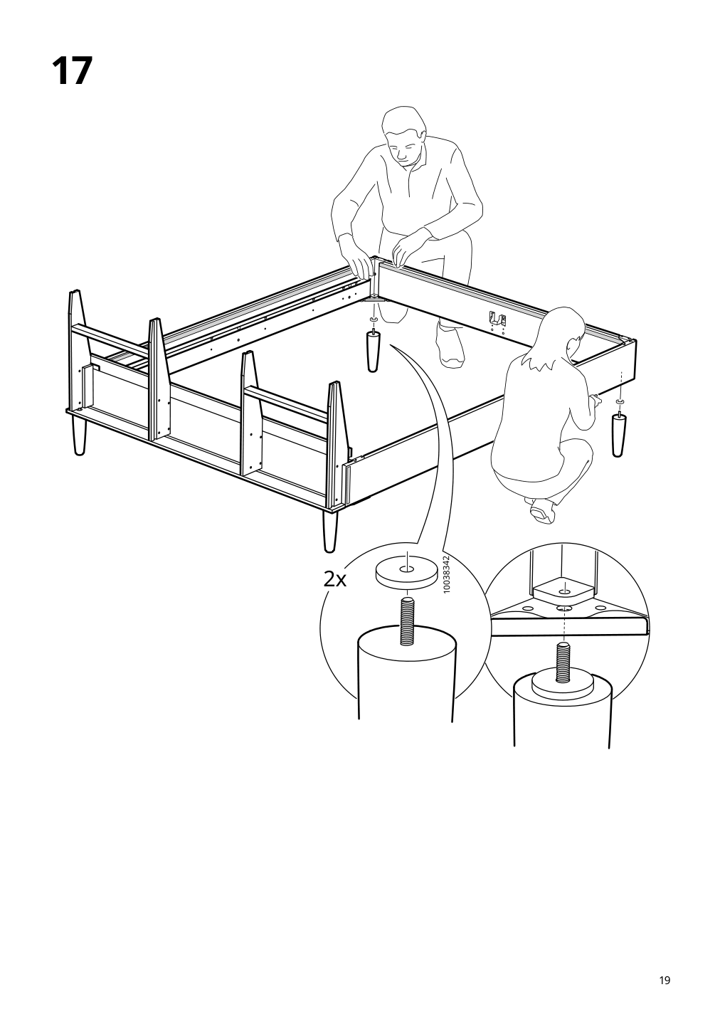 Assembly instructions for IKEA Idanaes upholstered bed frame gunnared dark gray | Page 19 - IKEA IDANÄS upholstered bed frame 904.589.47