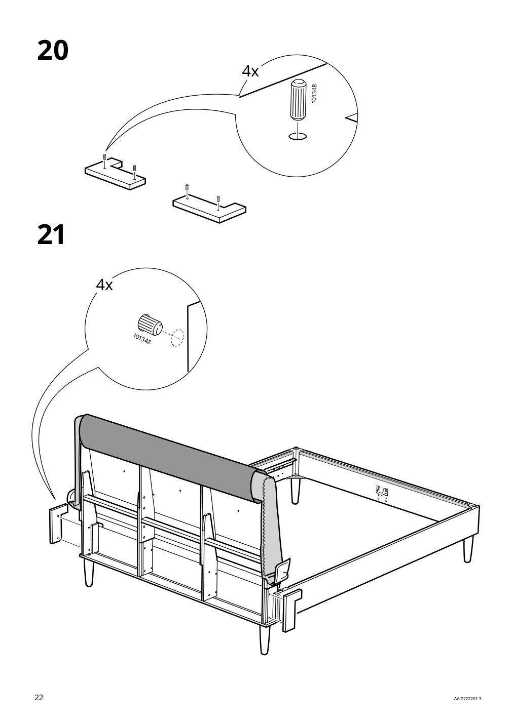 Assembly instructions for IKEA Idanaes upholstered bed frame gunnared pale pink | Page 22 - IKEA IDANÄS upholstered bed frame 604.589.44