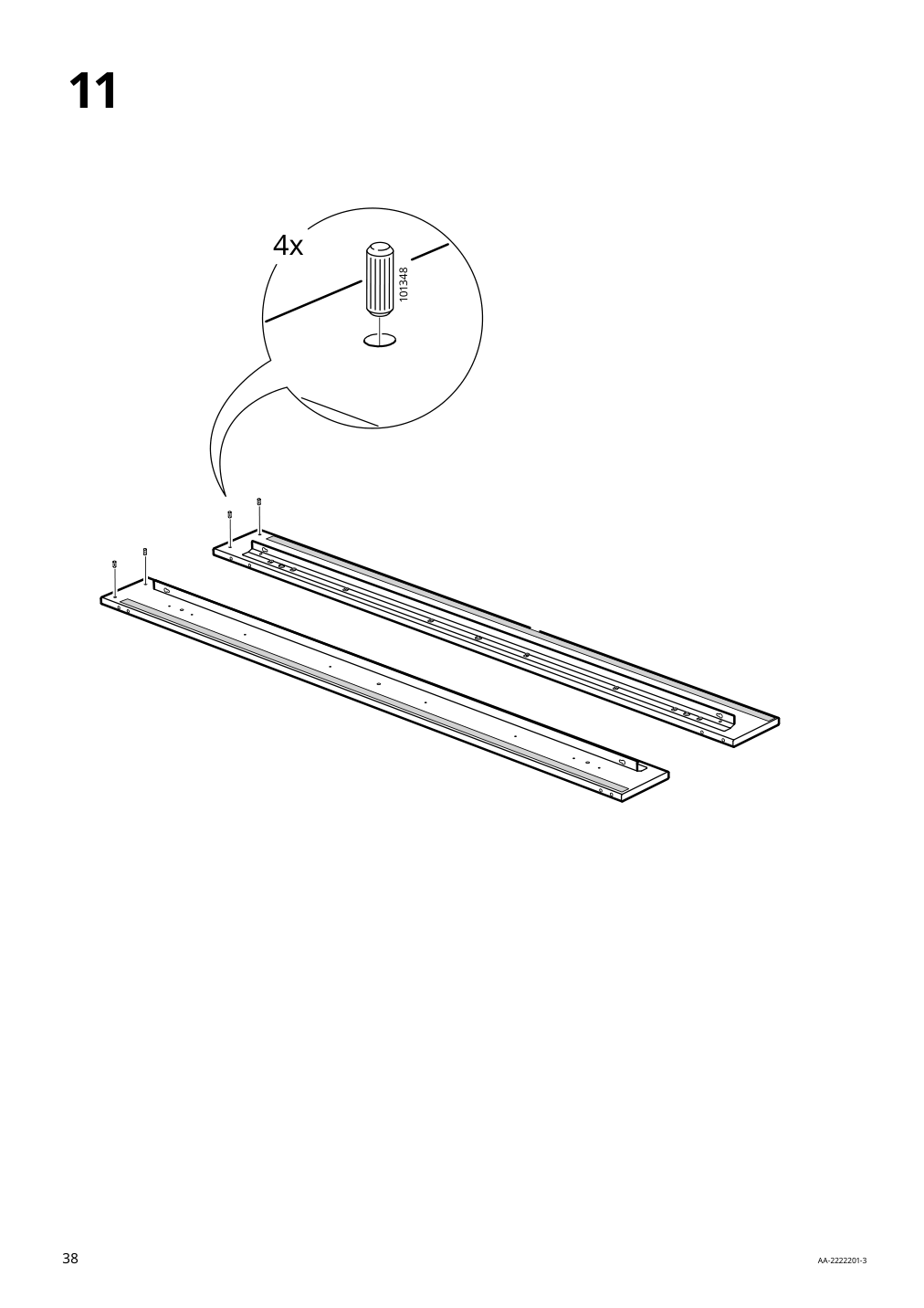 Assembly instructions for IKEA Idanaes upholstered bed frame gunnared dark gray | Page 38 - IKEA IDANÄS upholstered bed frame 904.589.47