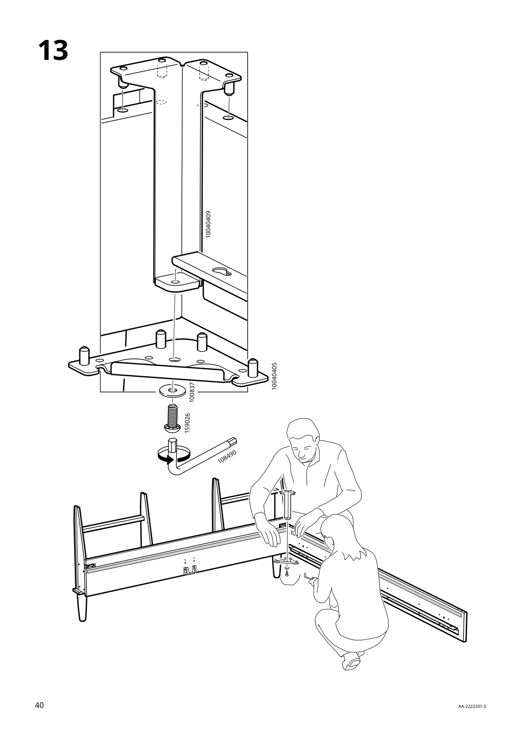 Assembly instructions for IKEA Idanaes upholstered bed frame gunnared dark gray | Page 40 - IKEA IDANÄS upholstered bed frame 904.589.47