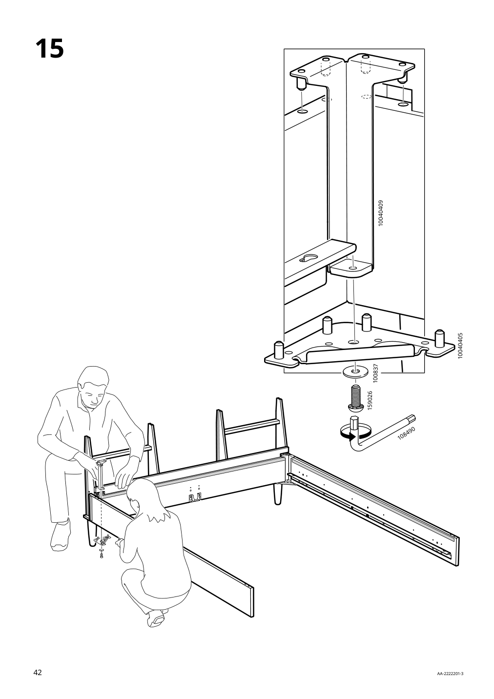 Assembly instructions for IKEA Idanaes upholstered bed frame gunnared dark gray | Page 42 - IKEA IDANÄS upholstered bed frame 204.589.41