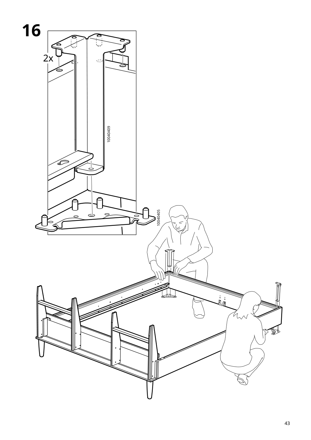 Assembly instructions for IKEA Idanaes upholstered bed frame gunnared dark gray | Page 43 - IKEA IDANÄS upholstered bed frame 204.589.41