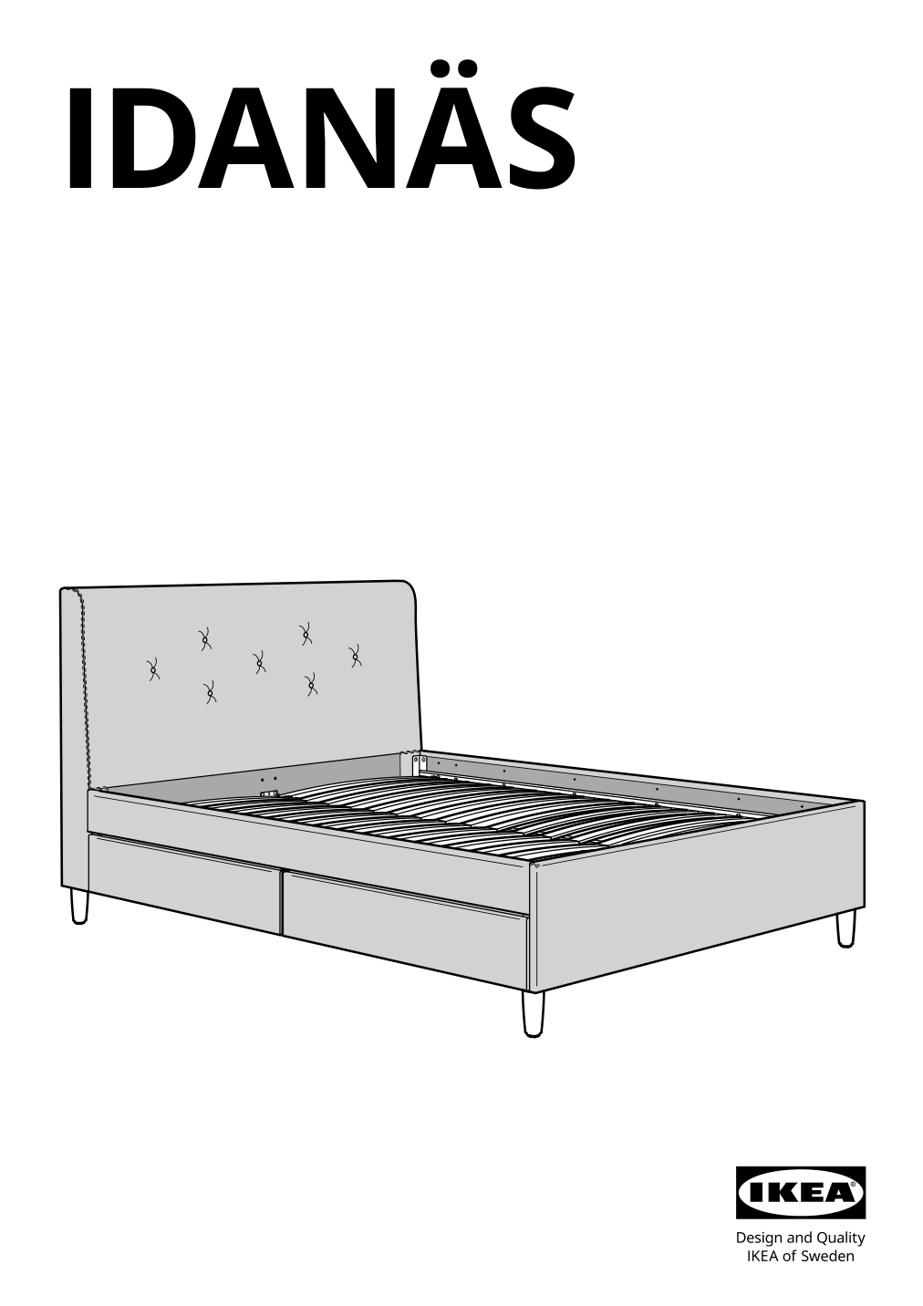 Assembly instructions for IKEA Idanaes upholstered storage bed gunnared dark gray | Page 1 - IKEA IDANÄS upholstered storage bed 704.471.82