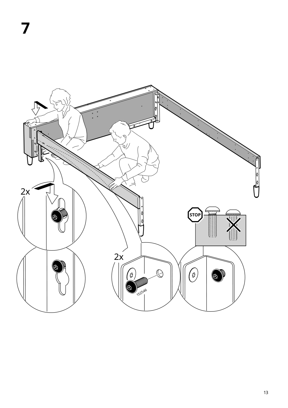 Assembly instructions for IKEA Idanaes upholstered storage bed gunnared dark gray | Page 13 - IKEA IDANÄS upholstered storage bed 704.471.82