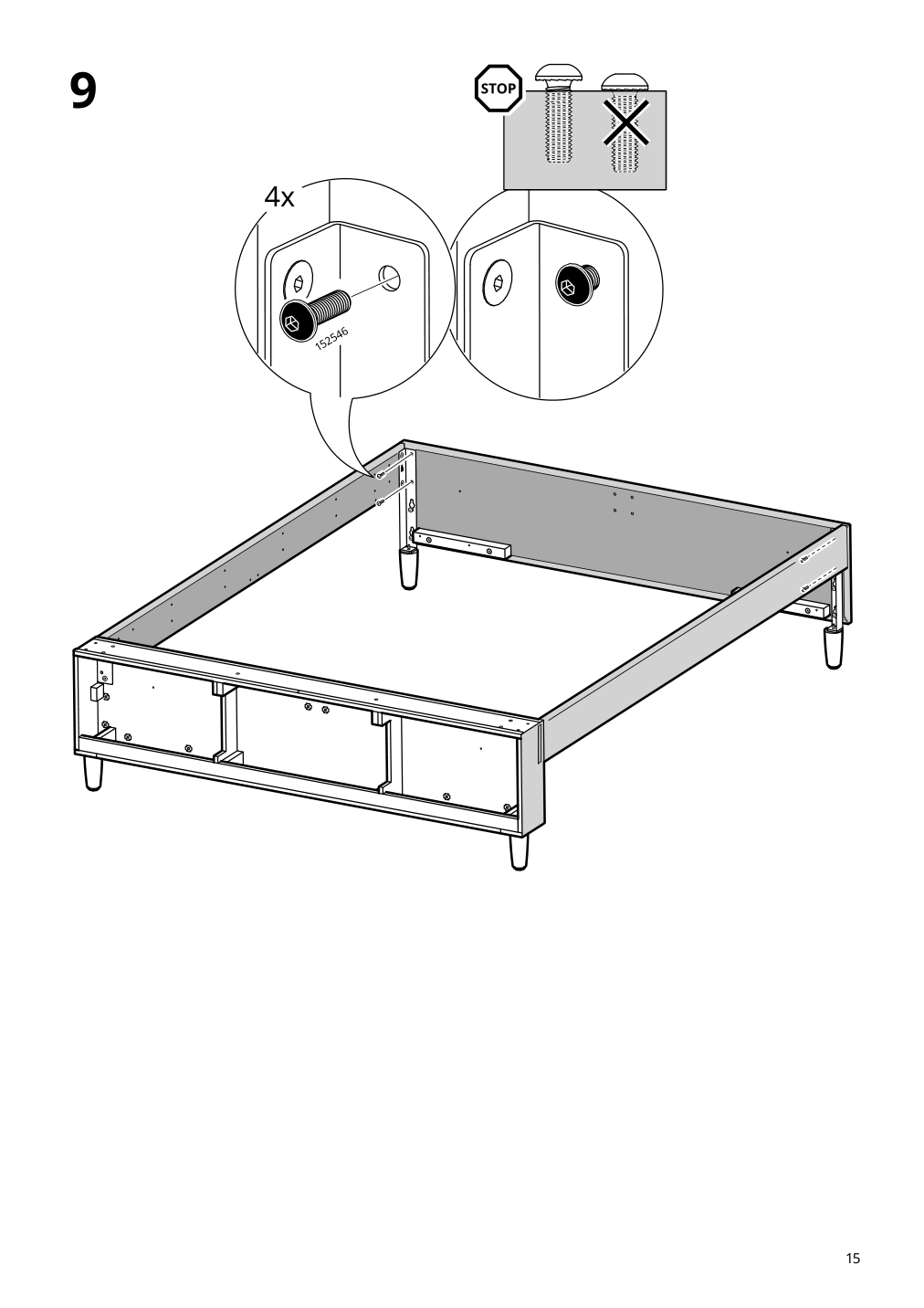 Assembly instructions for IKEA Idanaes upholstered storage bed gunnared dark gray | Page 15 - IKEA IDANÄS upholstered storage bed 704.471.82