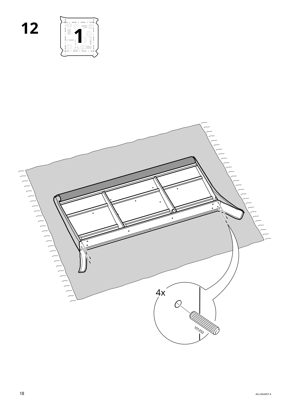 Assembly instructions for IKEA Idanaes upholstered storage bed gunnared dark gray | Page 18 - IKEA IDANÄS upholstered storage bed 704.471.82