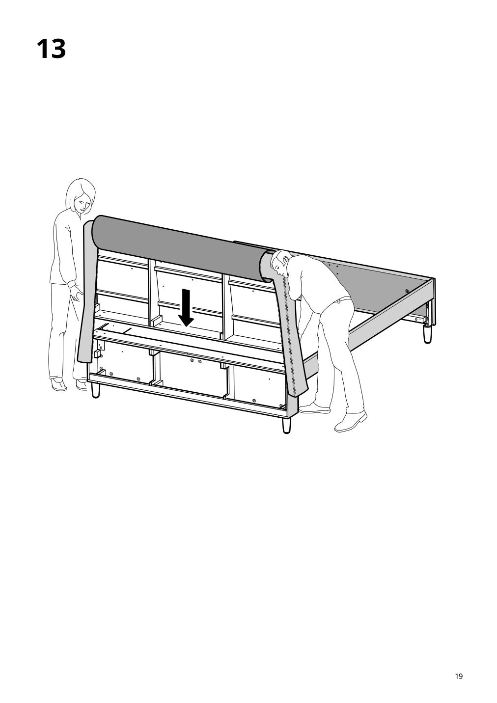 Assembly instructions for IKEA Idanaes upholstered storage bed gunnared dark gray | Page 19 - IKEA IDANÄS upholstered storage bed 704.471.82