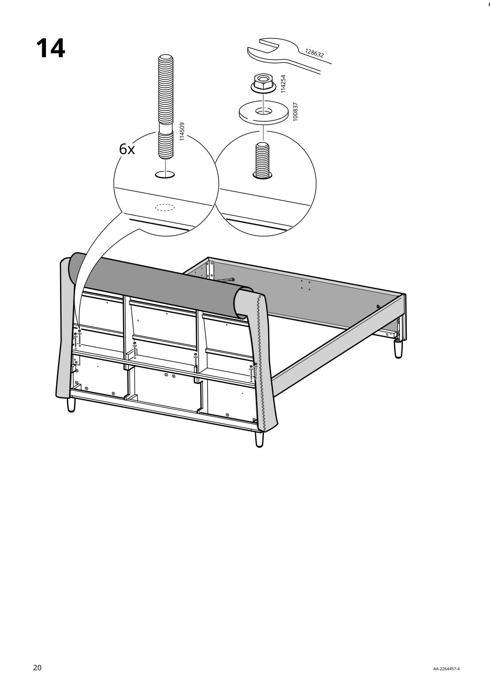 Assembly instructions for IKEA Idanaes upholstered storage bed gunnared dark gray | Page 20 - IKEA IDANÄS upholstered storage bed 704.471.82