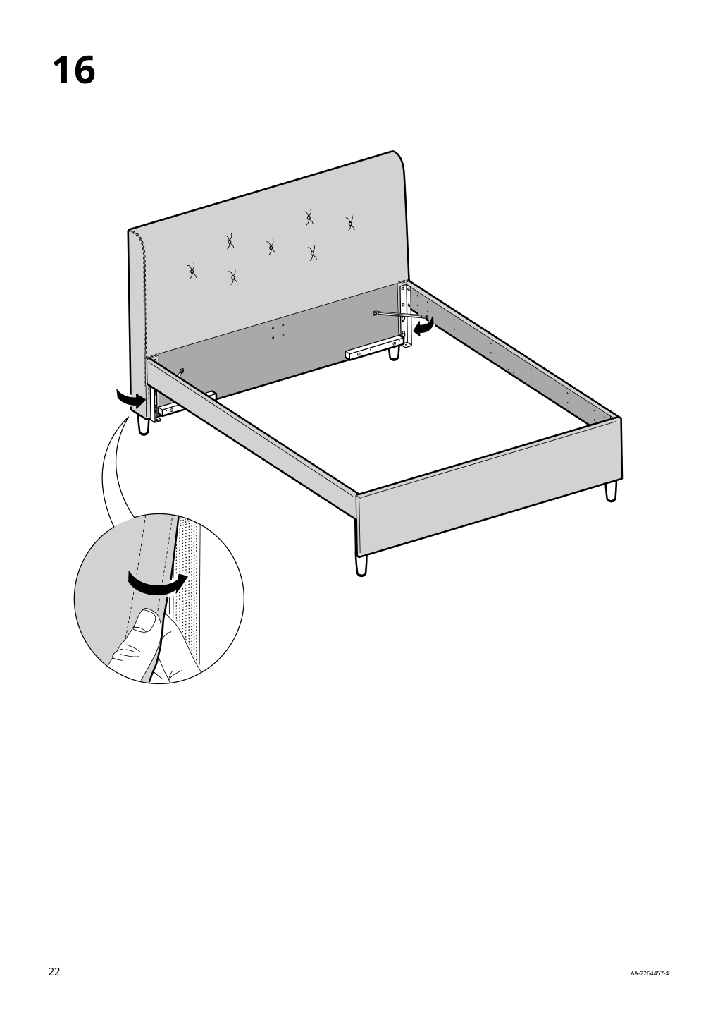 Assembly instructions for IKEA Idanaes upholstered storage bed gunnared dark gray | Page 22 - IKEA IDANÄS upholstered storage bed 704.471.82