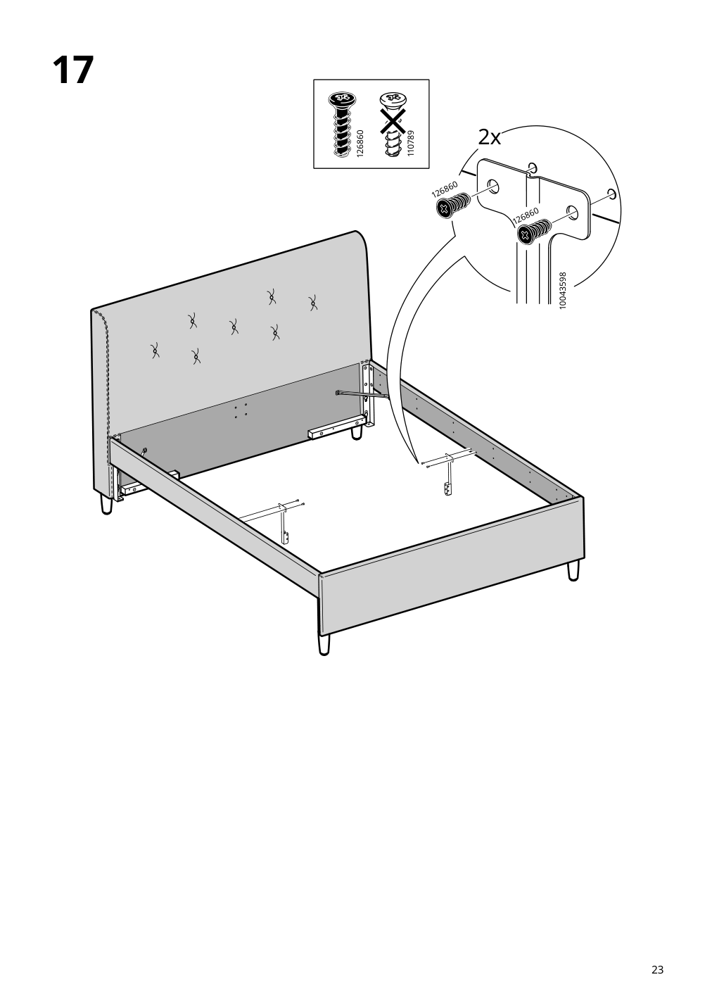 Assembly instructions for IKEA Idanaes upholstered storage bed gunnared dark gray | Page 23 - IKEA IDANÄS upholstered storage bed 704.471.82