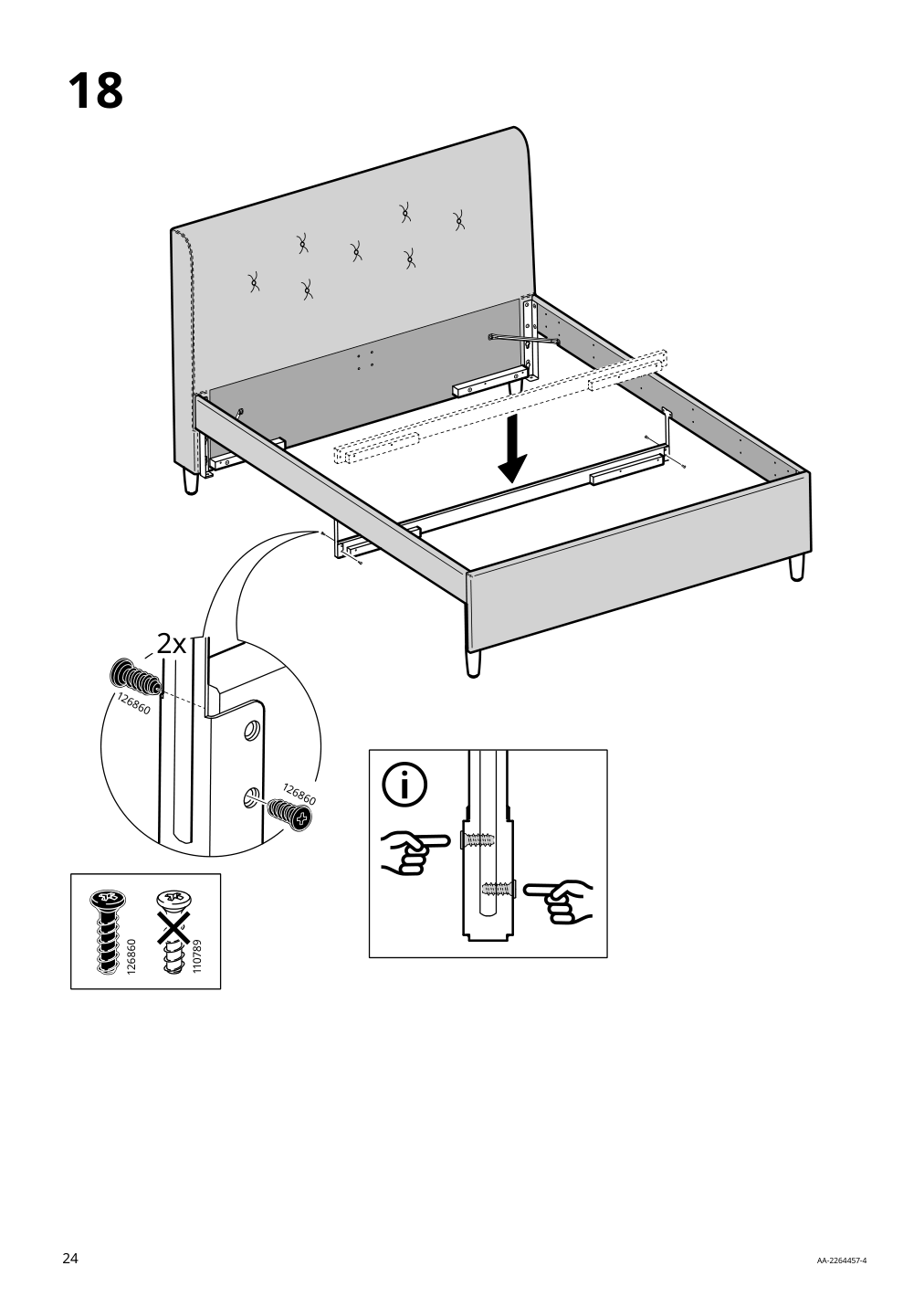 Assembly instructions for IKEA Idanaes upholstered storage bed gunnared dark gray | Page 24 - IKEA IDANÄS upholstered storage bed 704.471.82