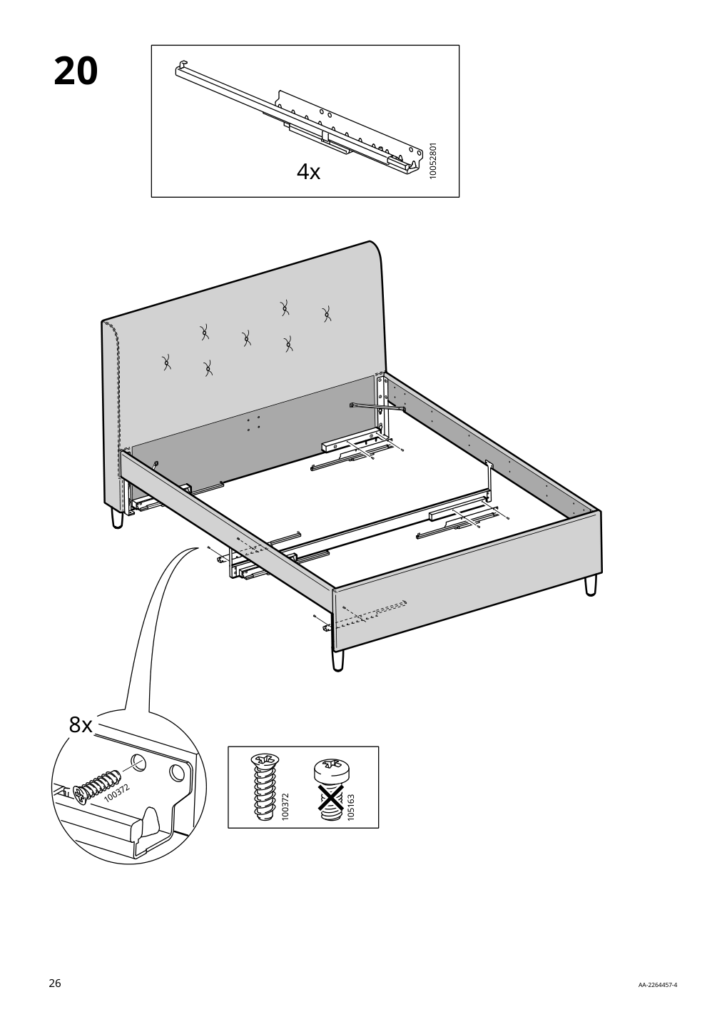 Assembly instructions for IKEA Idanaes upholstered storage bed gunnared dark gray | Page 26 - IKEA IDANÄS upholstered storage bed 704.471.82