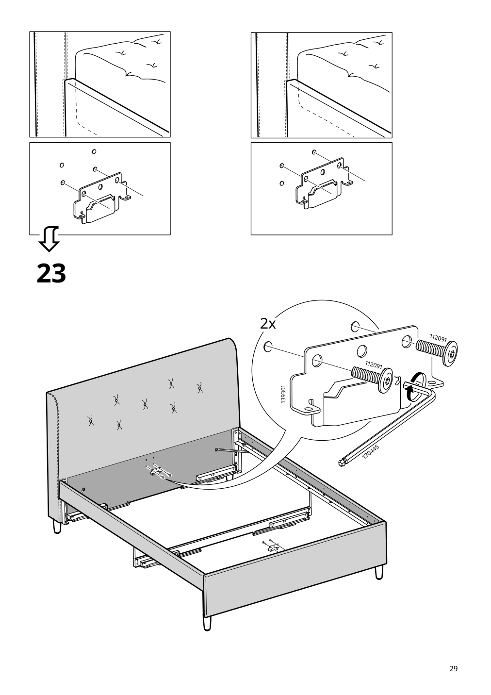 Assembly instructions for IKEA Idanaes upholstered storage bed gunnared dark gray | Page 29 - IKEA IDANÄS upholstered storage bed 704.471.82