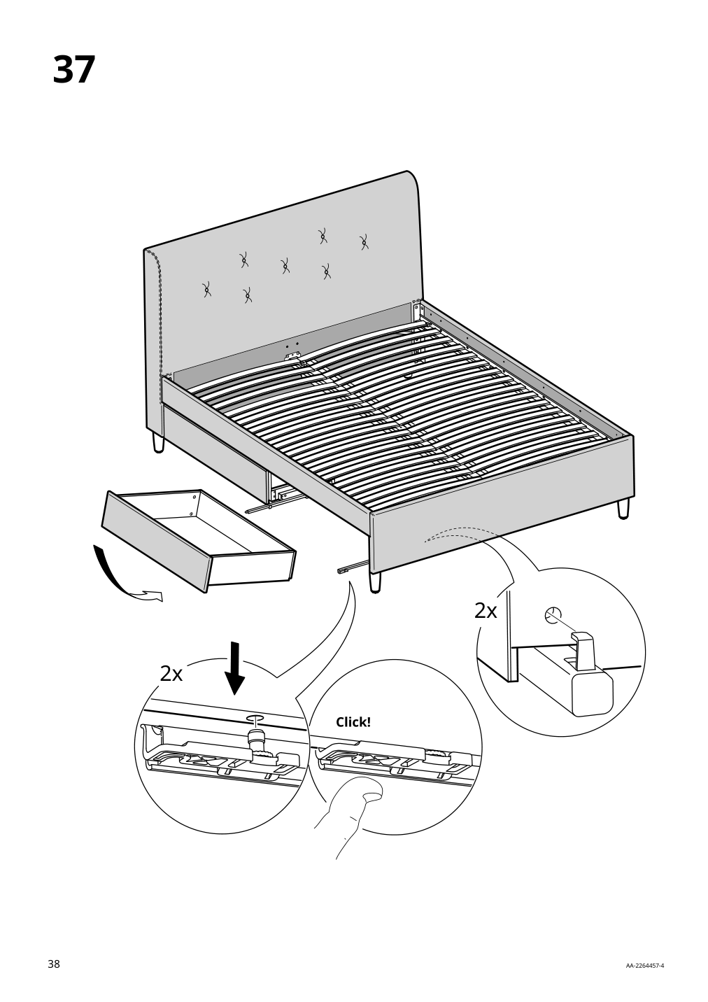 Assembly instructions for IKEA Idanaes upholstered storage bed gunnared dark gray | Page 38 - IKEA IDANÄS upholstered storage bed 704.471.82