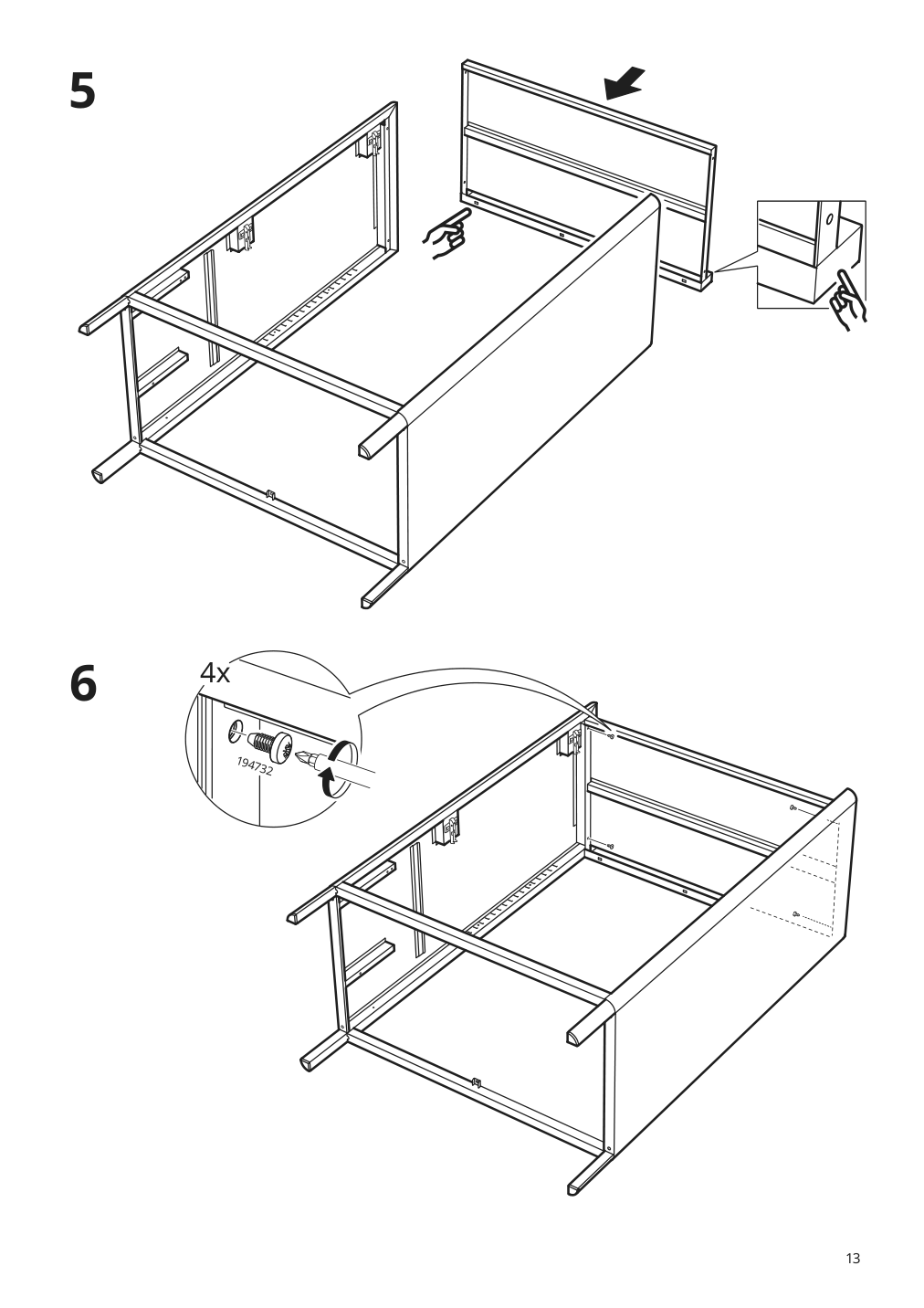 Assembly instructions for IKEA Idasen cabinet with doors and drawers dark green | Page 13 - IKEA IDÅSEN cabinet with doors and drawers 904.963.98