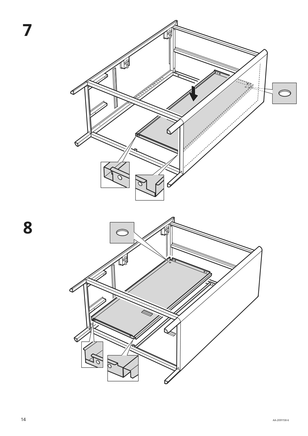 Assembly instructions for IKEA Idasen cabinet with doors and drawers dark green | Page 14 - IKEA IDÅSEN cabinet with doors and drawers 904.963.98