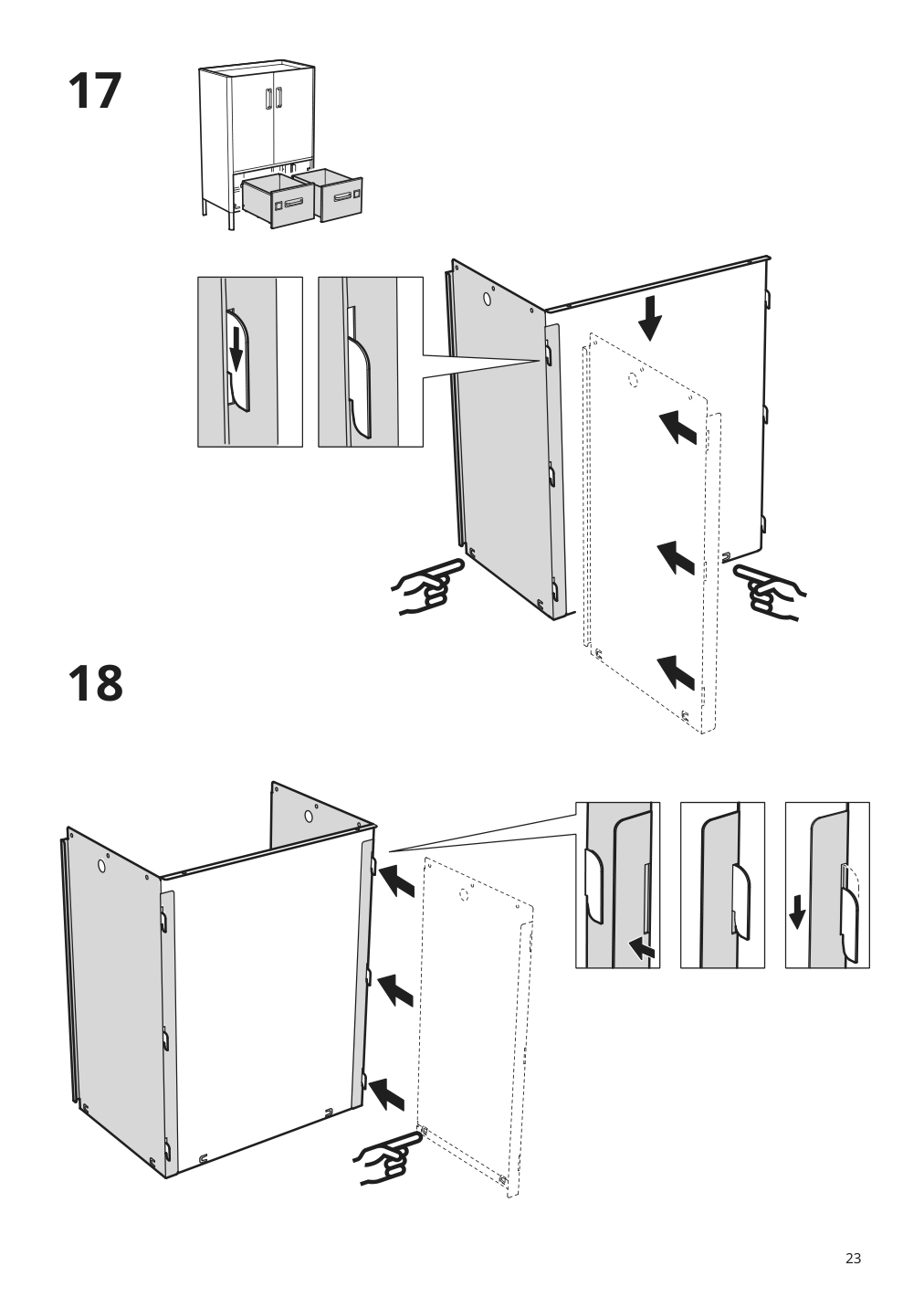 Assembly instructions for IKEA Idasen cabinet with doors and drawers dark green | Page 23 - IKEA IDÅSEN cabinet with doors and drawers 904.963.98