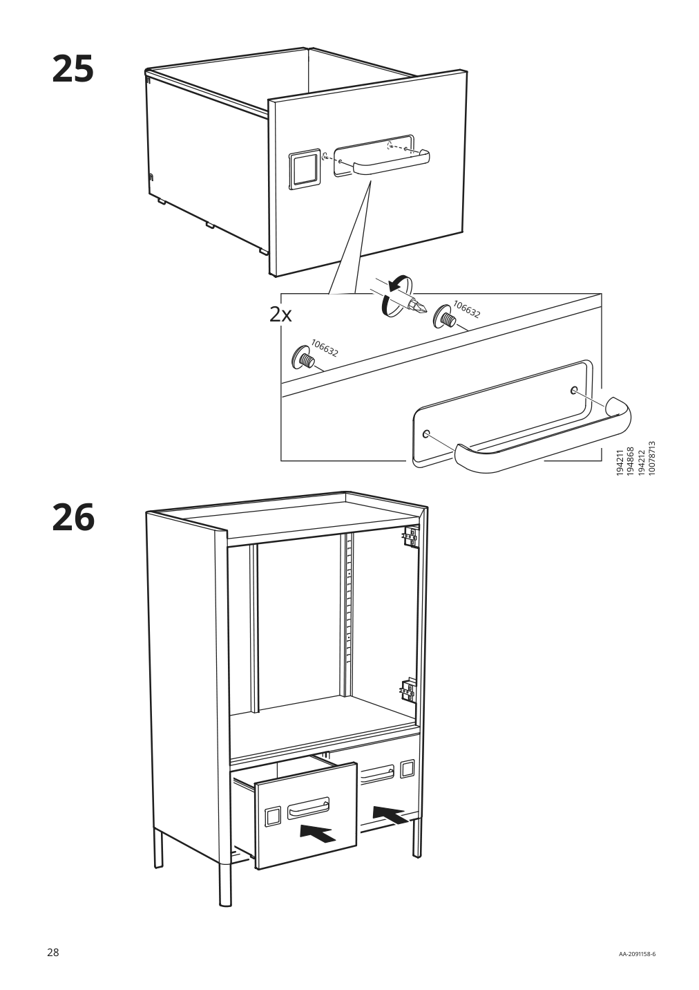 Assembly instructions for IKEA Idasen cabinet with doors and drawers dark green | Page 28 - IKEA IDÅSEN cabinet with doors and drawers 904.963.98