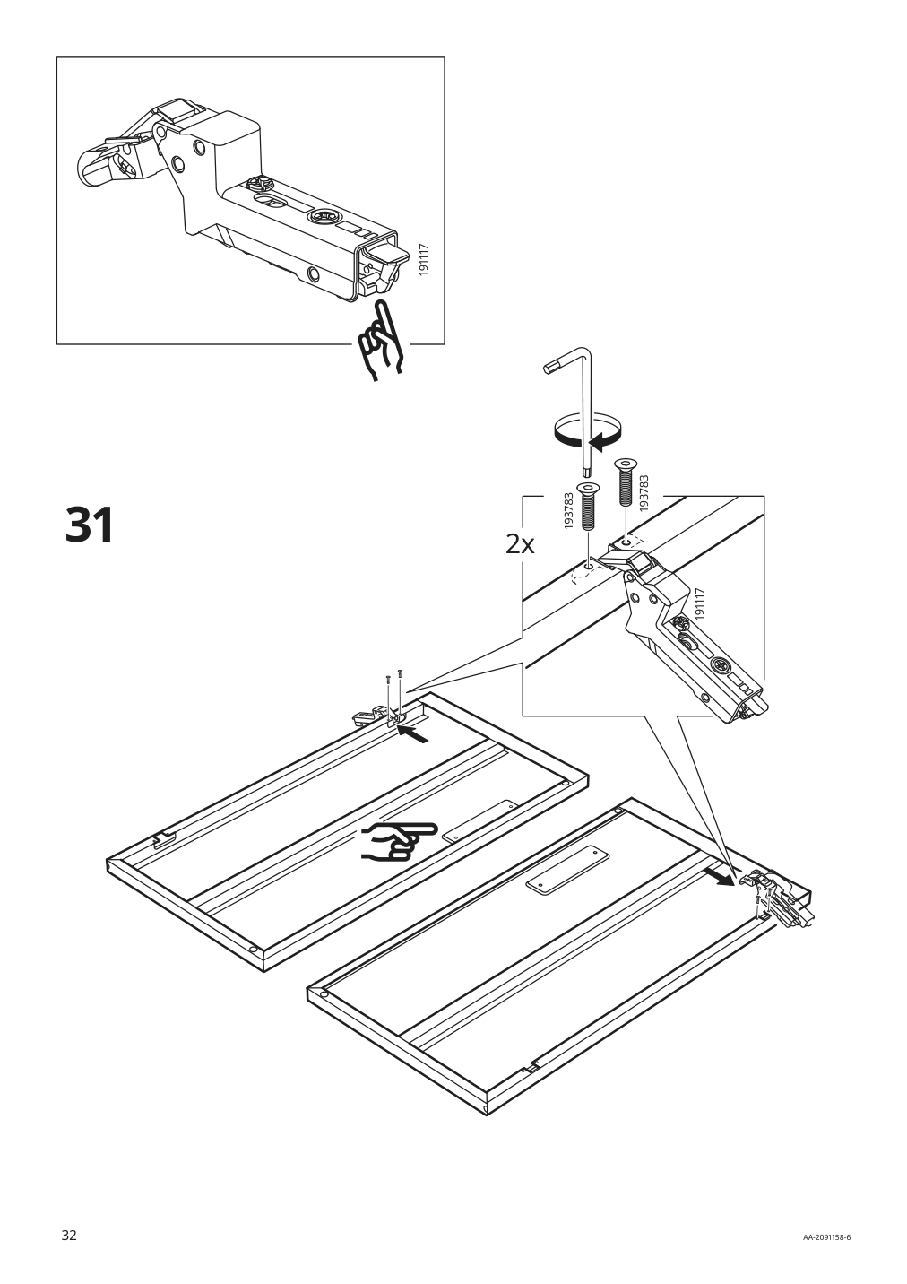 Assembly instructions for IKEA Idasen cabinet with doors and drawers dark green | Page 32 - IKEA IDÅSEN cabinet with doors and drawers 904.963.98