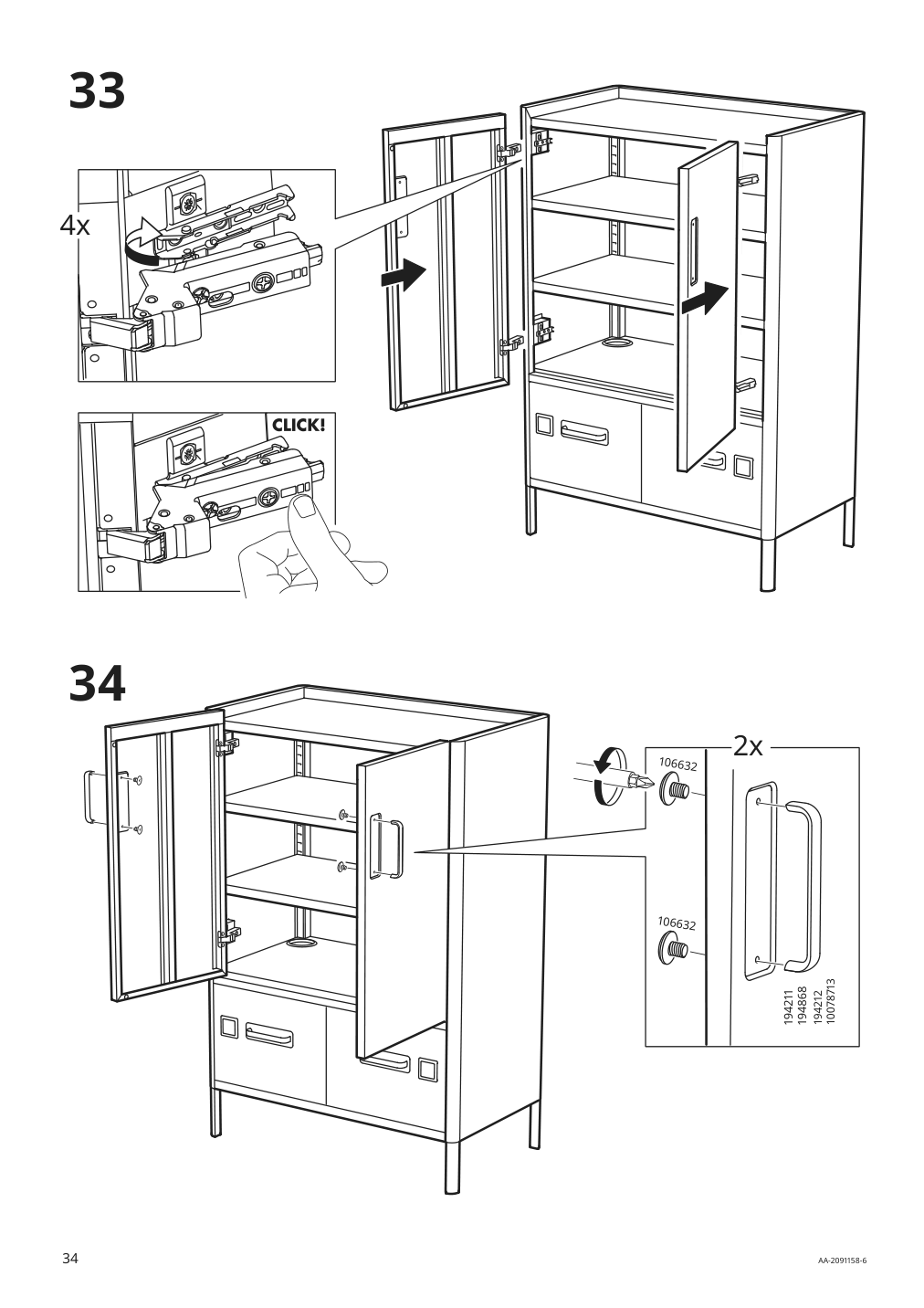 Assembly instructions for IKEA Idasen cabinet with doors and drawers dark gray | Page 34 - IKEA IDÅSEN cabinet with doors and drawers 504.963.81