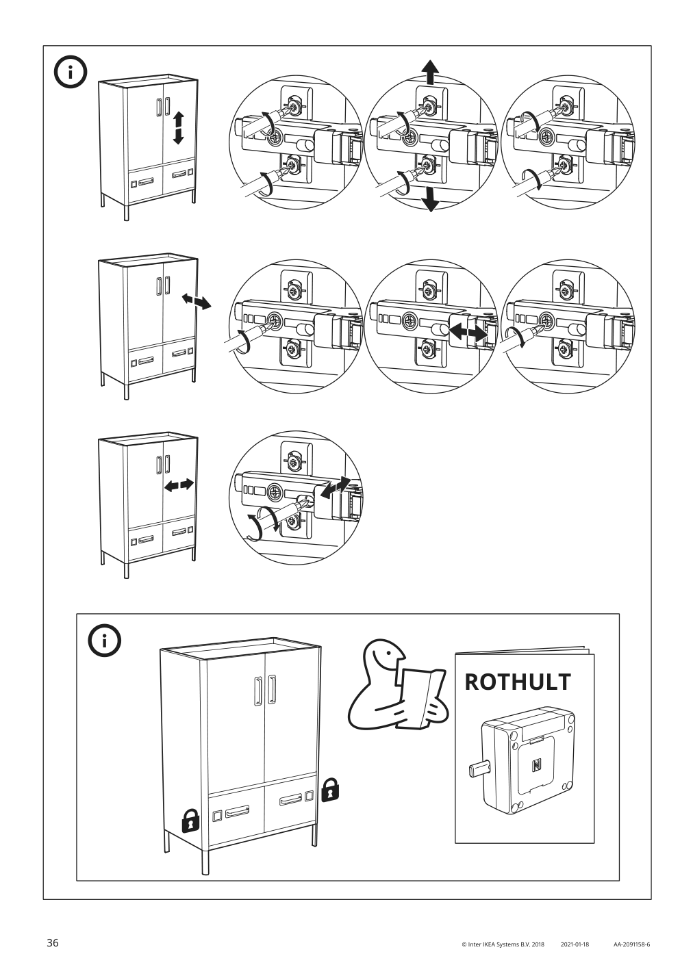 Assembly instructions for IKEA Idasen cabinet with doors and drawers dark green | Page 36 - IKEA IDÅSEN cabinet with doors and drawers 904.963.98