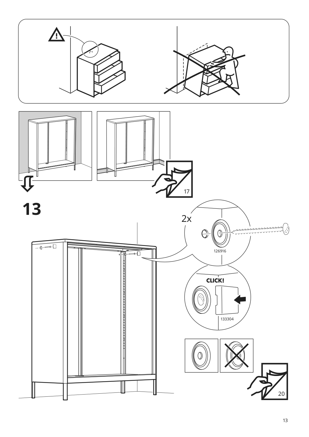 Assembly instructions for IKEA Idasen cabinet with sliding glass doors dark gray | Page 13 - IKEA IDÅSEN cabinet with sliding glass doors 904.963.84