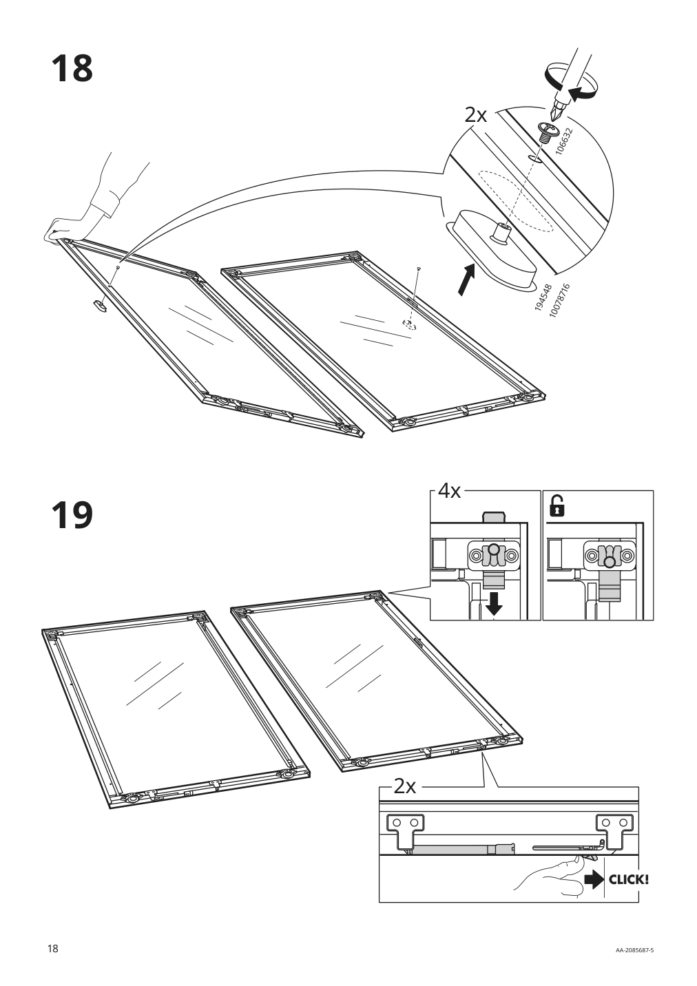 Assembly instructions for IKEA Idasen cabinet with sliding glass doors dark gray | Page 18 - IKEA IDÅSEN cabinet with sliding glass doors 904.963.84